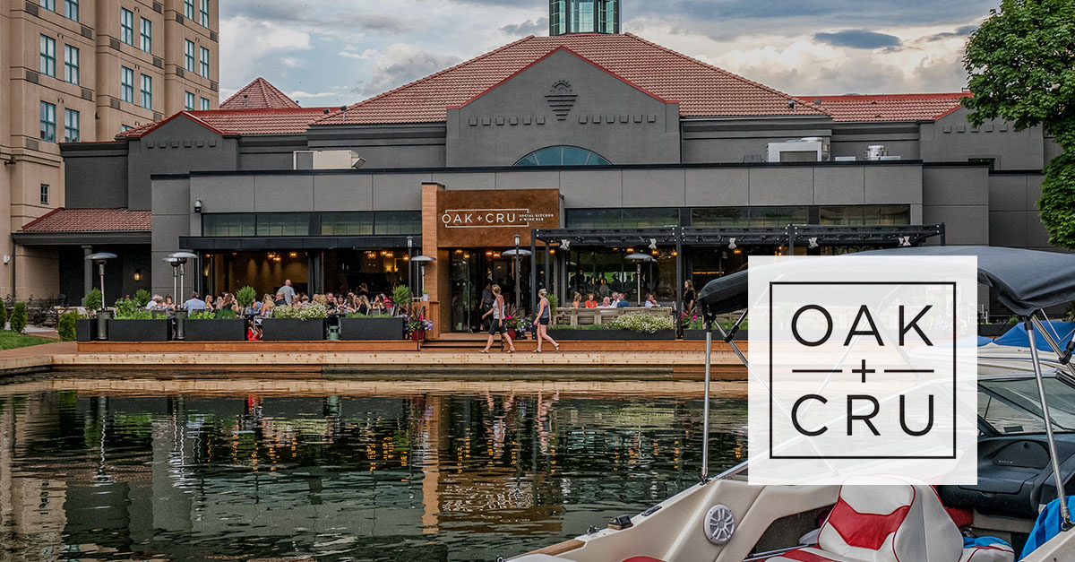 OAK + CRU Social Kitchen & Wine Bar Located lakefront Kelowna, B.C.